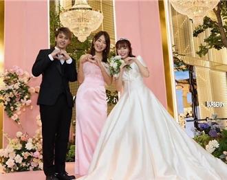 贾永婕见证婚礼！田亚霍牵正妹老婆甜喊「结了第二次婚」