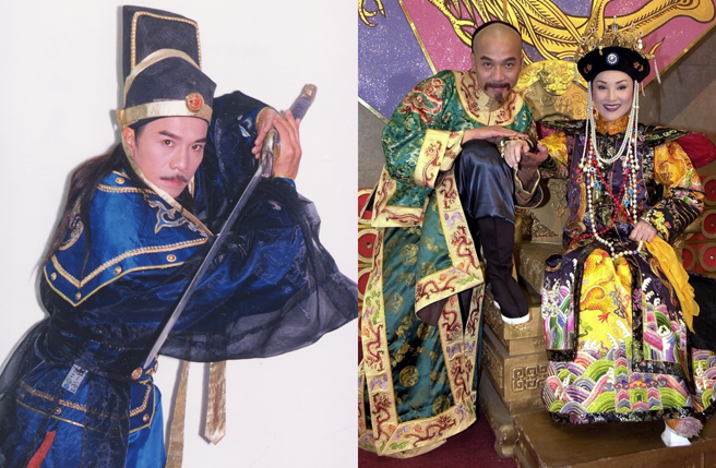 张振寰早年常拍古装剧，右图右为陈莎莉。（图／中时资料照）