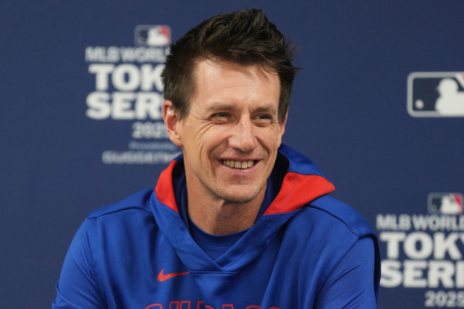 小熊总教练康索（Craig Counsell）幽默发言。（图／路透）