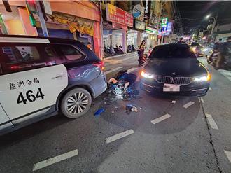 騎士疑未保持安全車距 警巡邏車禮讓行人遭撞