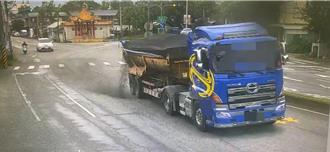 曳引車砂石滲漏撒滿地 害女騎士「犁田」1歲男嬰頭部慘縫１針