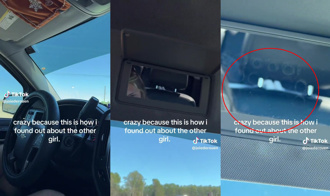 副駕化妝鏡露餡！正妹抓包男友偷吃　網狂讚：太可怕