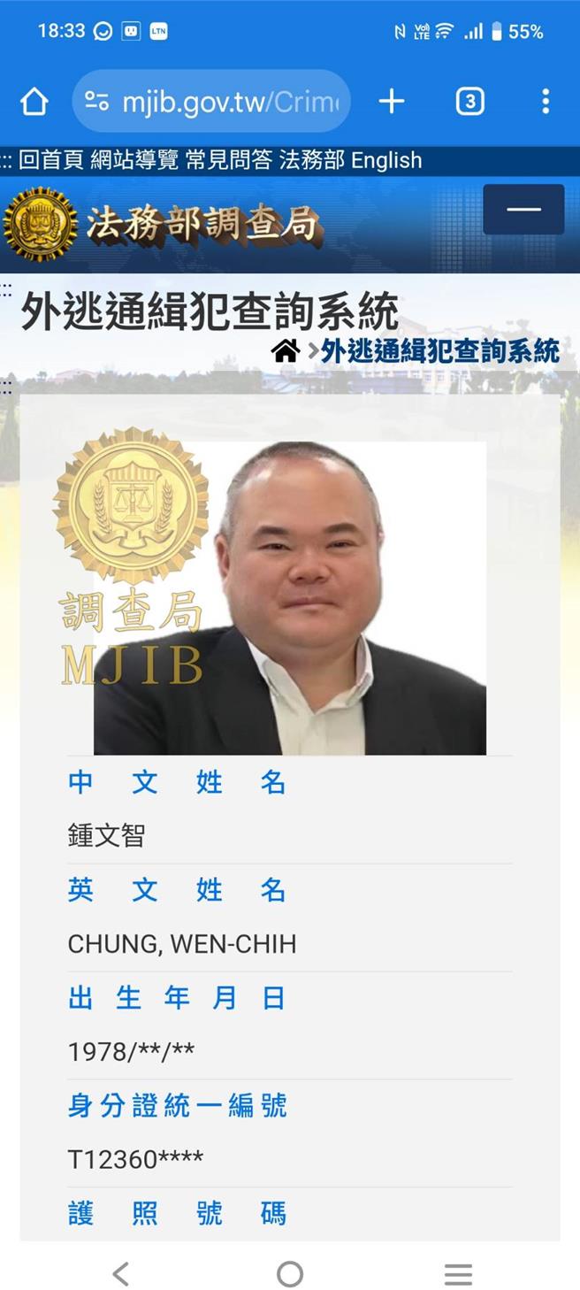 鮑魚達人鍾文智列「外逃通緝犯」 調查局檢舉獎金出爐- 社會- 中時