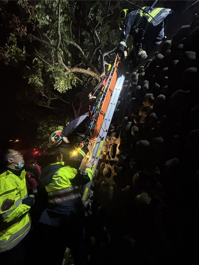 张男肋骨断裂，所幸意识清楚。（民眾提供／宝智华台中传真）