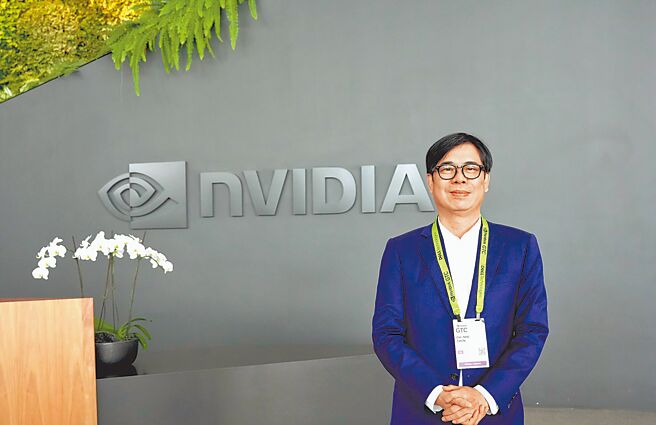 高雄市长陈其迈于台湾时间3月18日清晨率团访问辉达全球总部。（高市经发局提供／柯宗纬高雄传真）