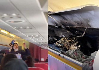 影》乘客拍下行李艙「竄火冒煙」 港航空姐抓可樂水瓶接力滅火