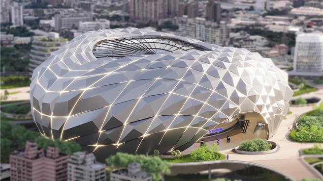 新北市副市长刘和然19日接受广播节目专访，公布第二张的新北大巨蛋模拟图，引发网友热议，脸书粉丝专页「交通x树林」比对模拟图，猜测新北大巨蛋可能落脚于树林机五南侧。（新北市政府提供）