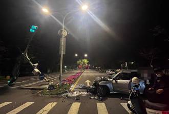 酒驾自撞！南港男撞歪号志杆 酒测值0.48遭送办