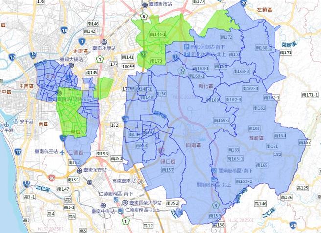 台南市10個行政區25日因國土署排水箱涵施工，將減壓供水或停水一直至26日下午3點。（自來水公司第六區管理處圖片／郭良傑台南傳真）