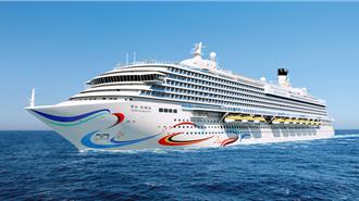 大陸第二艘國產大型郵輪「愛達·花城號」 船體塗裝曝