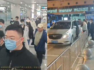 亞亞返陸！福州機場專人提行李 秒遭「神秘黑衣人」帶走畫面曝