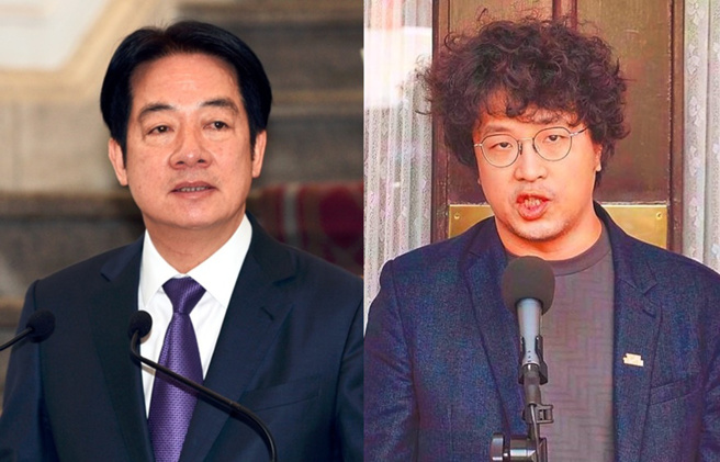 赖清德(左)被质疑，怎不叫最爱抗中保台的青鸟黑熊去当兵？右为黑熊学院创办人沈伯洋(右)。（合成图／示意图／资料照）