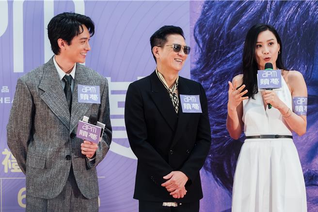 陈法拉（右起）、张家辉、刘俊谦开心畅聊《赎梦》合作秘辛。（甲上娱乐提供）