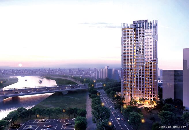 都美機構士林指標商辦「大河商爵」，主打日本建築大師丹下憲孝設計。圖／業者提供