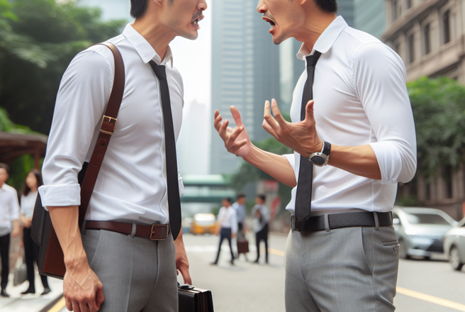 两名隶属于不同殡葬业的男子为了抢生意，在大街上演全武行。（示意图／AI生成图）