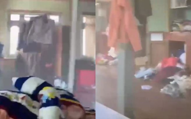 缅甸7.7强震发生当下，有民眾拍下恐怖的景象。（图／Threads网友@lifes_of_cheir授权提供）