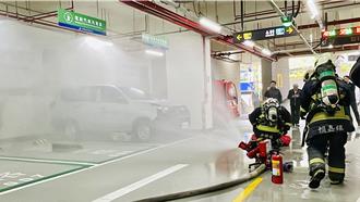 台中電動車消防演練實況 模擬起火滅火程序