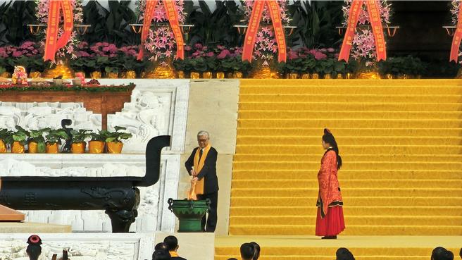 中國國民黨副主席夏立言今天出席乙巳年黃帝故里拜祖大典。（藍孝威攝）