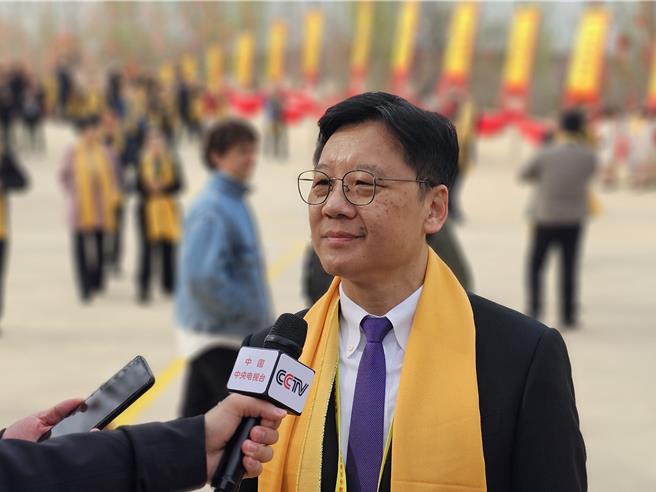 大陸全國台企聯總會長李政宏今天出席乙巳年黃帝故里拜祖大典。（藍孝威攝）