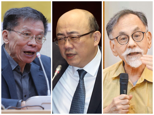 柯建铭点名沈富雄（左起）、郭正亮和林浊水，呛声「忍你们很久了」。（中时资料照合成）
