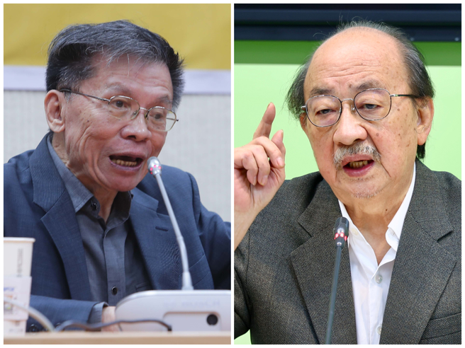 柯建铭（右）点名沈富雄（左）、郭正亮和林浊水，呛声「忍你们很久了」。（中时资料照合成）
