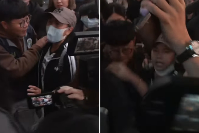 小微暴怒脱口罩大喊「我爱国有错吗」。（中时新闻网YT）