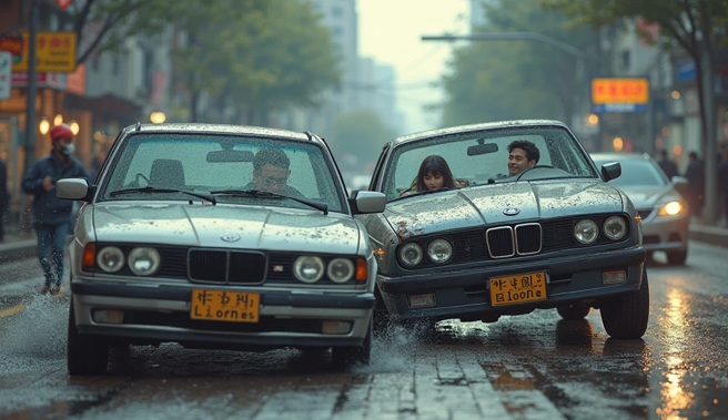 桃园一名男子阿德（化名）去年7月间，发现妻子小美（化名）竟乘坐另一名男子阿勇（化名）驾驶的车辆，醋劲大发，竟当街驾车违规迴转，猛撞对方车头，逼停对方理论。（示意图、与本案无关／AI生成）