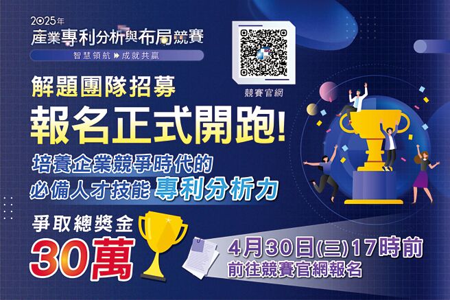 智慧局2025产业专利分析与布局竞赛，报名正式开跑。图／中卫发展中心提供