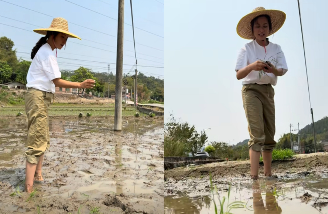 麦家琪下乡体验农家生活。（图／抖音 麦家琪）