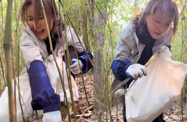 麦家琪下乡体验农家生活。（图／抖音 麦家琪）