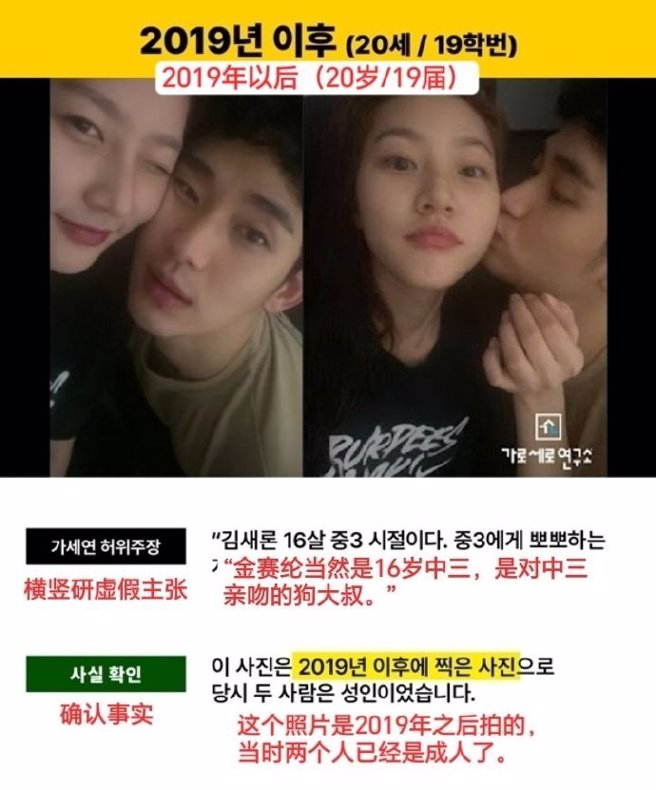 金秀賢經紀公司Gold Medalist強調照片中金賽綸已經成年。（圖／翻攝自微博）