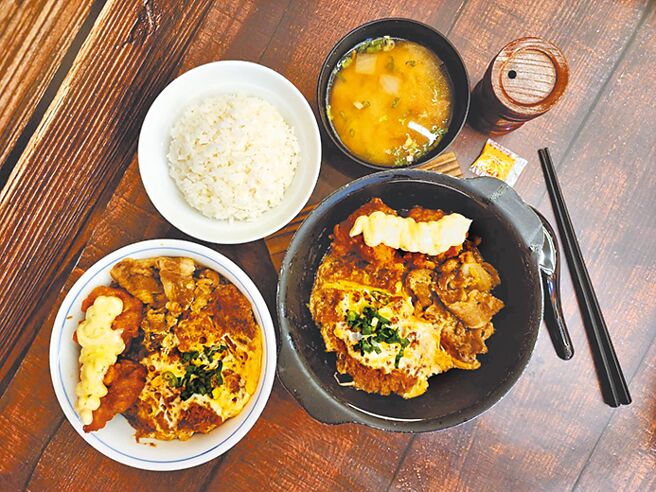 日式豬排連鎖店吉豚屋端出豐富新菜「特吉三拼」（見圖），三大美味包括招牌「Katsudon」、道地「日式壽喜牛」及全新「南蠻炸雞」，更推出超值雙人餐與三人餐組合，最高現省127元。（吉豚屋提供）