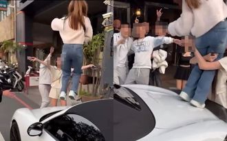 金髮妹醉踩保时捷 眾人喊「5678单亲妈妈」！脱序片曝光