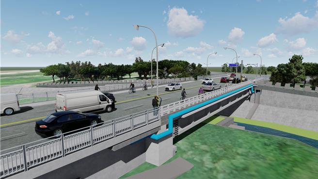 工务局表示，新辟路段则从丰年桥北侧往西南延伸至乌桥中路，总长度约3.2公里双向4车道道路。（工务局提供／曹婷婷台南传真）