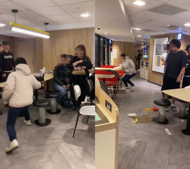 一名陳姓女子疑似因不滿店家提供的餐點有短缺，當場情緒失控，不僅高聲怒吼，還衝進內用區，接連將7、8桌顧客的餐點掃落地面，甚至拿起食物朝窗戶砸去，導致現場飲料、薯條四散，狼藉一片。（翻攝threads@zhifan1021）