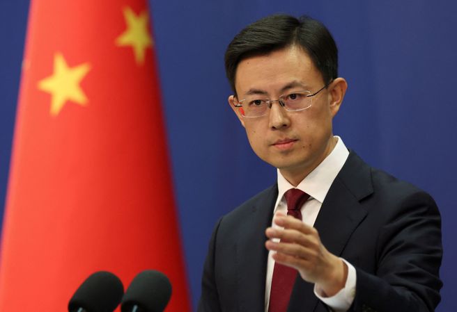 中國外交部發言人郭嘉昆針對川普猛揮關稅大刀說，「市場已經表態」。（路透）