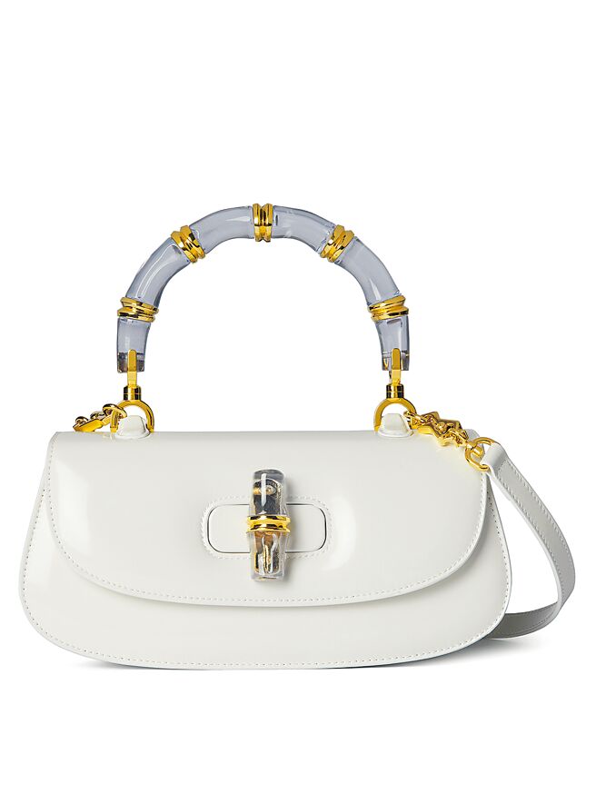 Gucci白色Bamboo手提包，16万5400元。（Gucci提供）