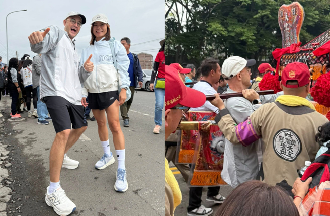 吴凤朝圣大甲妈祖遶境亲自扛轿，曝与妈祖13年前缘分。（图／脸书 吴凤 Rifat）