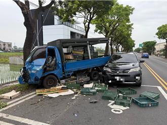 宜蘭送雞蛋小貨車自撞路樹滿地破蛋   路人驚呼「蛋蛋的憂傷」