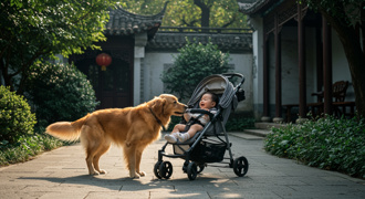 陸父去洗奶瓶 嬰兒車突下滑！竟是「牠」拯救了小主人