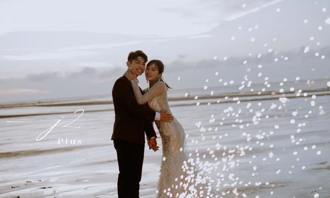 賴慧如與老公劉家銘先前拍攝浪漫婚紗照。（J2 Plus 婚紗攝影提供）