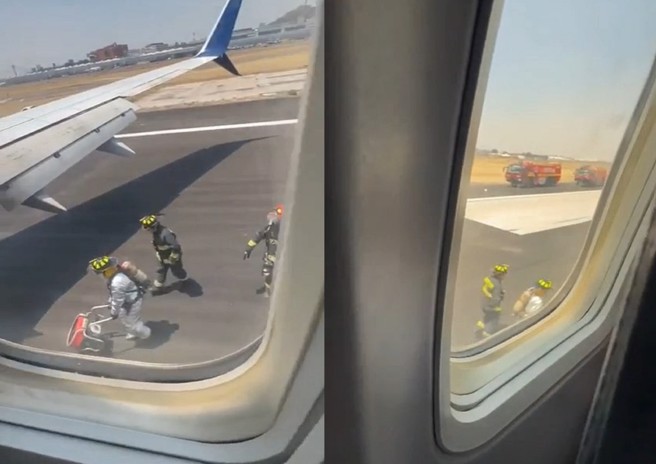 一名台湾人在美国搭乘飞机，竟突然折返，还有消防队待命，所幸最后平安到达，但抱怨航空公司态度差。（翻摄爆料公社）