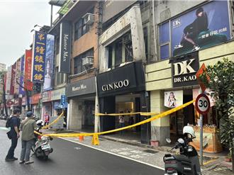 地震釀永和服飾店招牌鬆脫 警方拉封鎖線警戒