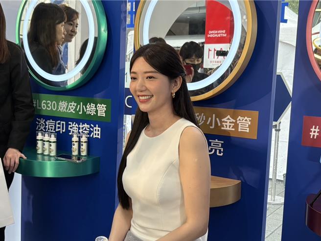 郭雪芙10日出席保养品牌快闪店开幕活动。（林奕如摄）