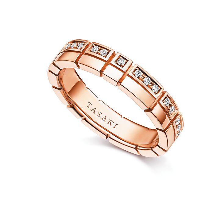 TASAKI PIANO Duet櫻花金鑽石戒指，12萬1000元。（TASAKI提供）