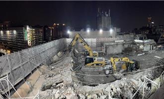 台中大樓鷹架傾斜漏夜搶修 4／11解除交管