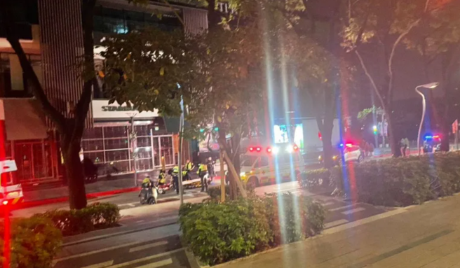 台中勤美商圈凌晨女子高楼坠落，送医不治 。（翻摄记者爆料网）