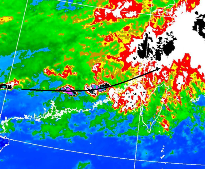 郑明典表示，伴随锋面的不稳定带，预计今天入夜到台湾陆地。（翻摄郑明典脸书）