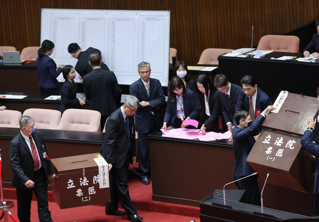 立法院11日投票表决行政院所提「警察人员人事条例」覆议案，开票结果覆议案未通过。（姚志平摄）