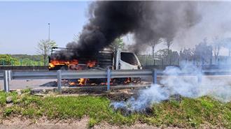 國道3號苗栗後龍段火燒車 46歲小貨車駕駛及時逃生